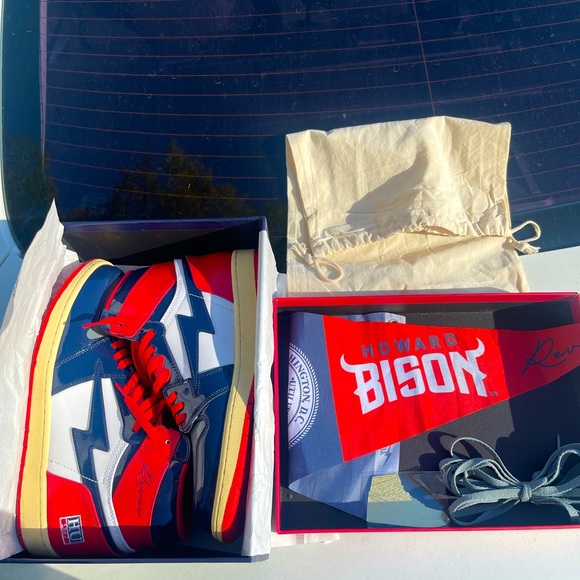 Kool Kiy Jordan 1 Custom Shoes (Red / Blue / White / Cream Grey)(Size 13) - Picture 7 of 12